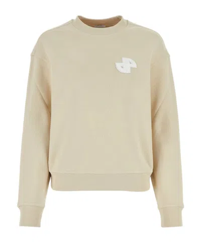 Patou Crew Neck Long Sleeve Sweatshirt In White