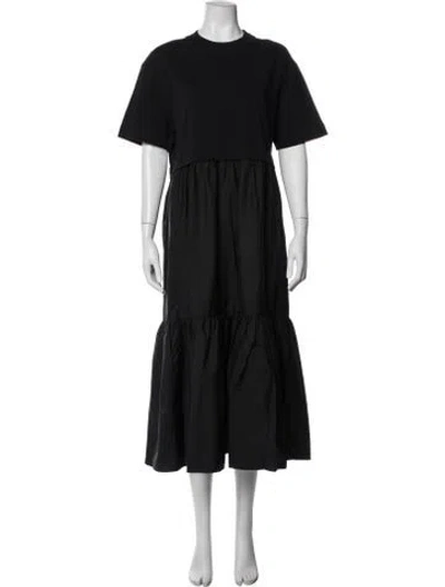 Pre-owned Patou Crew Neck Midi Length Dress In Black
