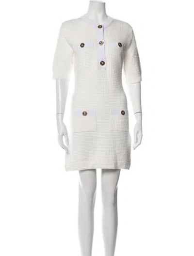 Pre-owned Patou Crew Neck Mini Dress In White