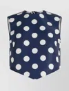 Patou Polka-dot Open-back Faille Crop Top