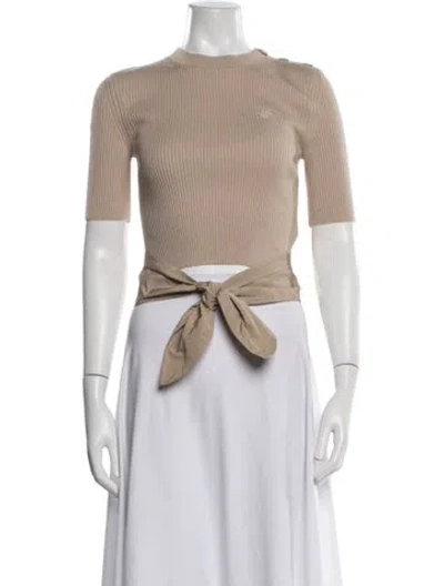 Pre-owned Patou Crew Neck Short Sleeve Crop Top In Neutrals