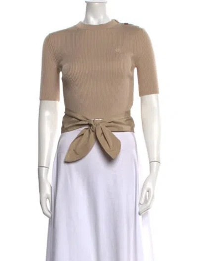 Pre-owned Patou Crew Neck Short Sleeve Top In Neutrals