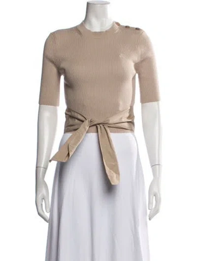 Pre-owned Patou Crew Neck Short Sleeve Top In Neutrals