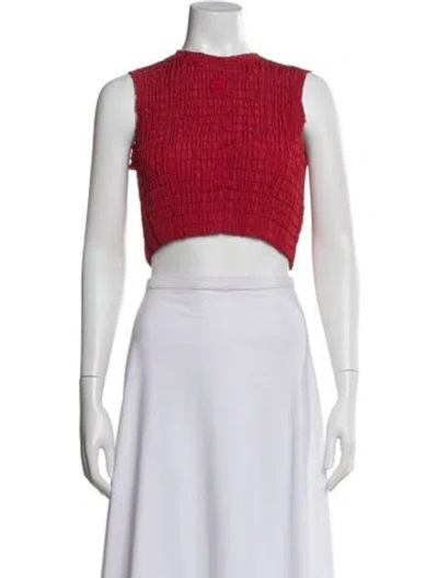 Pre-owned Patou Crew Neck Sleeveless Crop Top In White