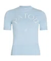 Patou Logo-jacquard Knitted T-shirt In Blue