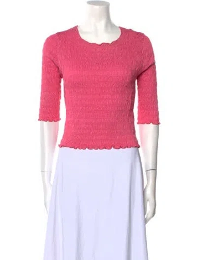 Pre-owned Patou Crew Neck Three-quarter Sleeve Crop Top In Pink