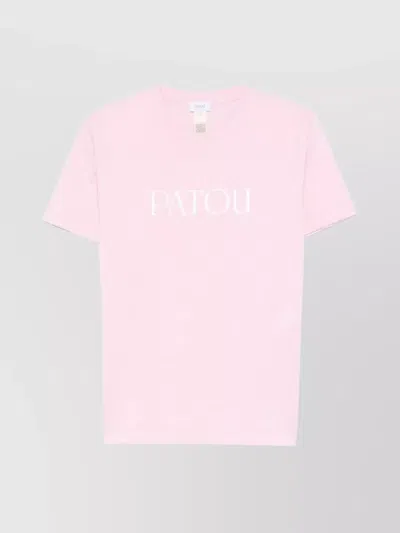 Patou Crew Neck Unisex Straight Hem Top In Pink