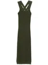 Patou Criss-cross Virgin Wool Midi Dress In Green