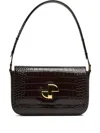 Patou Crocodile-embossed Shoulder Bag In Brown