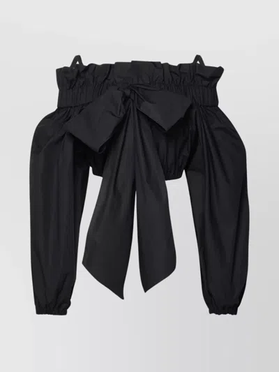 Patou Crop Top Cotton Elastic Waistband In Black