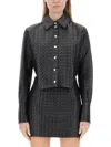PATOU PATOU CROPPED BLACK JACKET WITH TEXTURED PATTERN