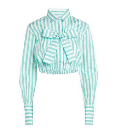 Patou Cropped Bow-detail Shirt In Green