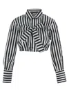 Patou Bow-detail Striped Blouse In Nero E Bianco