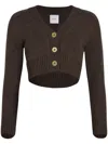 Patou Cropped Knit Cardigan In Brown