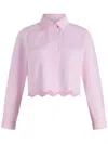Patou Cropped Scalloped Shirt In Organic Cotton Poplin In Pink