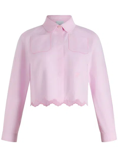 PATOU PATOU CROPPED COTTON SHIRT WITH SCALLOPED HEM