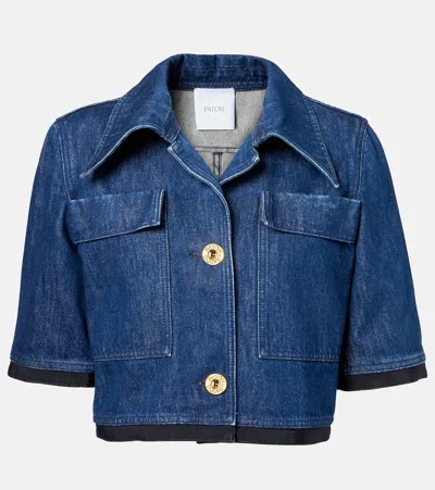 Patou Cropped Denim Jacket In Blue