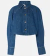 Patou Cropped Denim Shirt In Blue
