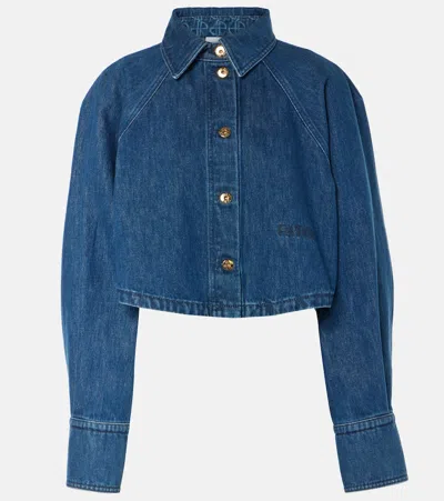 Patou Cropped Denim Shirt In Blue