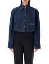Patou Organic-cotton Denim Cropped Shirt In Rodeo Blue