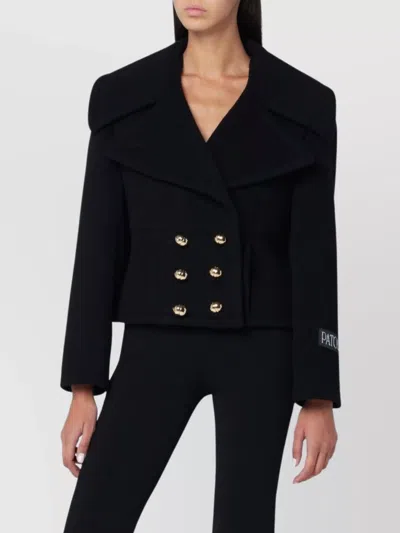 PATOU CROPPED DOUBLE BREASTED COAT WITH GOLD BUTTONS