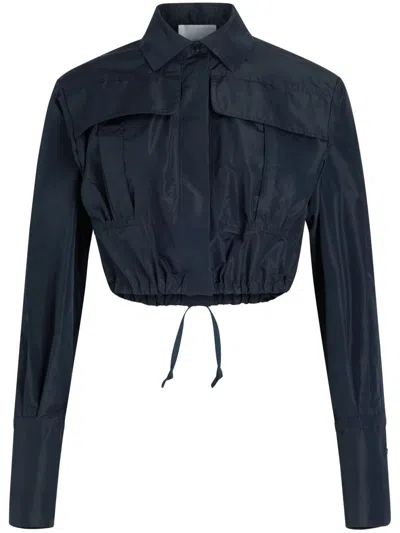 Patou Cropped Faille Shirt In Blue