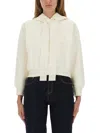 Patou Cropped Hoodie With Embossed Logo And Drawstring Hood In Neutral