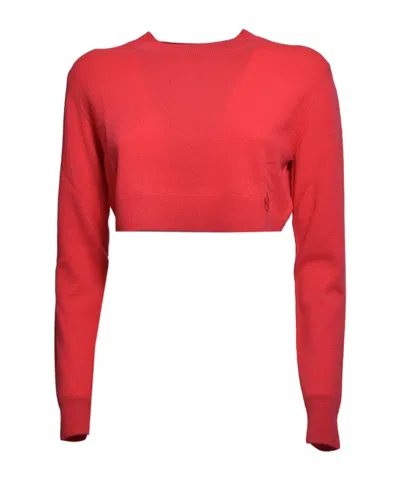 Patou Cropped Jumper In Sustainable Wool And Cashmere In Red