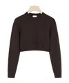 Patou Cropped Jumper In Sustainable Wool And Cashmere In Black