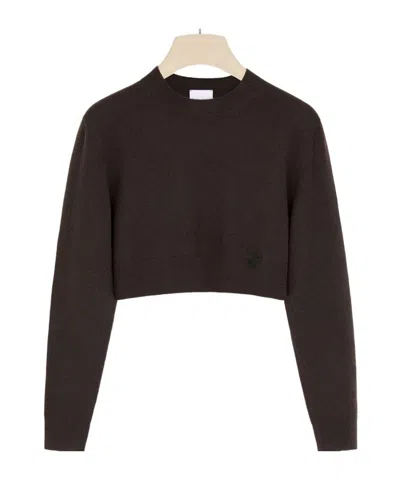 Patou Cropped Jumper In Sustainable Wool And Cashmere In Black
