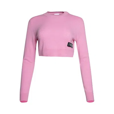 Pre-owned Patou Cropped Long-sleeve Jumper 'pink Pearl' | Women's Size M