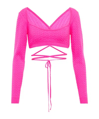 Patou Cropped Long-sleeved Sweater In Pink
