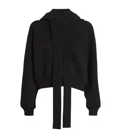 Patou Cropped Medallion Logo Hoodie In Black