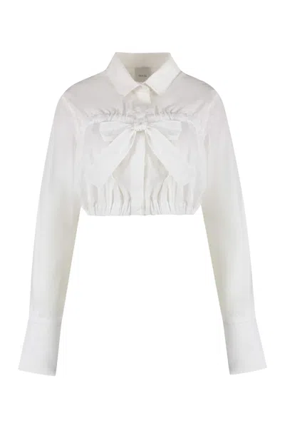 Patou Cropped Poplin Shirt In White
