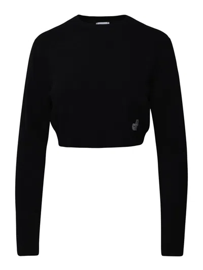 Patou Crew Neck Cropped Length Long Sleeves Sweater In Black