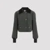 Patou Quilted Velvet Collar Cropped Blouson In B Bottle Green