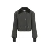 Patou Quilted Velvet Collar Cropped Blouson In Green