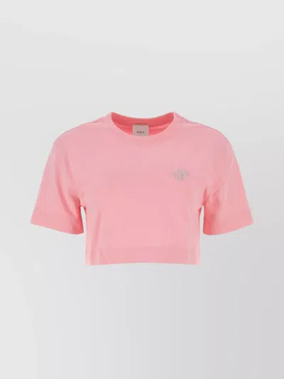 Patou Cropped Ribbed Cotton T-shirt In Pink
