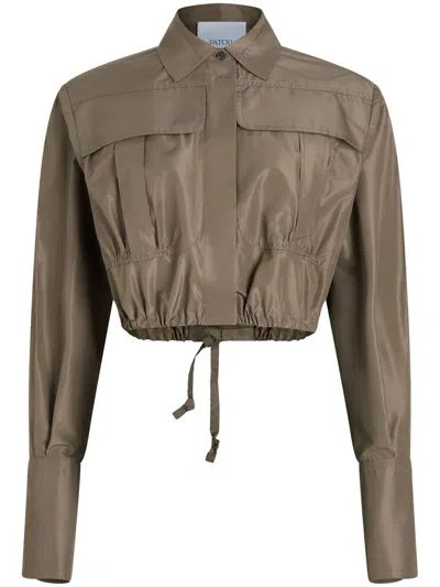 Patou Cropped Safari Shirt In Brown
