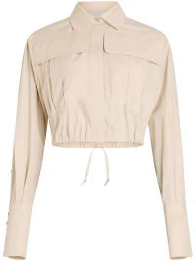 Patou Cropped Safari Shirt In Neutrals