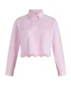 Patou Cropped Scalloped Shirt In Organic Cotton Poplin In Primrose Pink