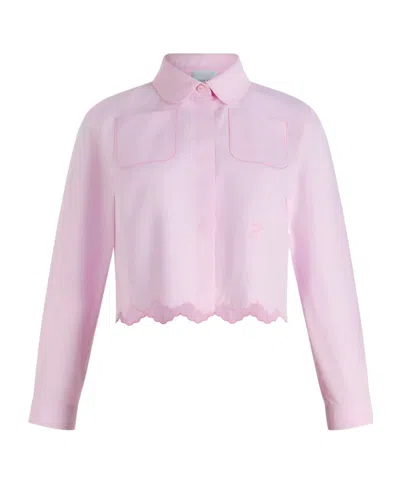Patou Cropped Scalloped Shirt In Organic Cotton Poplin In Pink