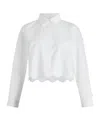 Patou Cropped Scalloped Shirt In Organic Cotton Poplin In White