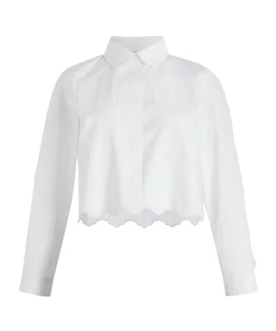 Patou Cropped Scalloped Shirt In Organic Cotton Poplin In White