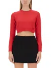 Patou Cropped Jumper In Sustainable Wool And Cashmere In Red