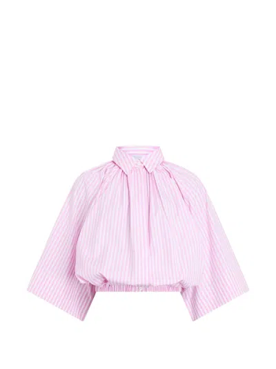 Patou Cropped Striped Shirt In Pink