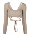 Patou Wrap Knit Top With Long Sleeves In Brown