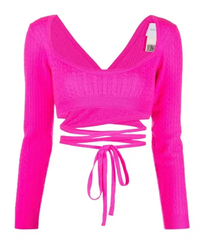 Patou Cropped Tie-fastening Top In Pink