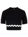 Patou Wave Cropped Sweater In Black
