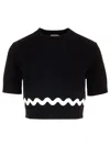 Patou Wave Cropped Sweater In Black